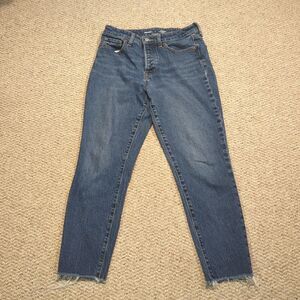 Old Navy OG Straight High Rise Jeans Womens 6 Secret Smooth Pocket Raw Hem